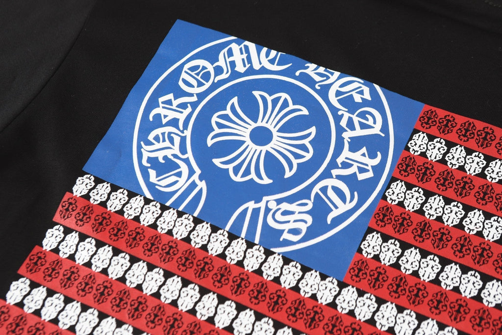 Logo Flag Long Sleeve Tee - Black White Gothic Street T-Shirt K2126
